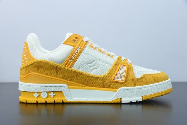  Louis Vuitton Trainer Yellow Monogram Denim White